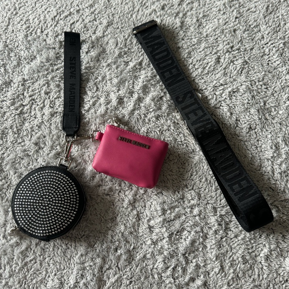 NWT Steve Madden Black and Pink Accessories Set!